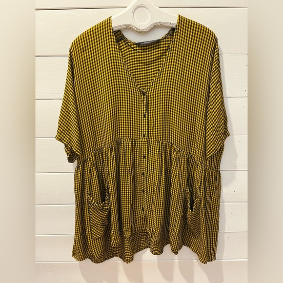 Zara Woman yellow and black gingham tunic dress in size S. - Picture 1 of 11